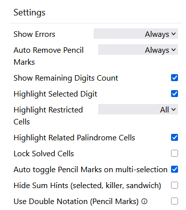 Settings dialog
